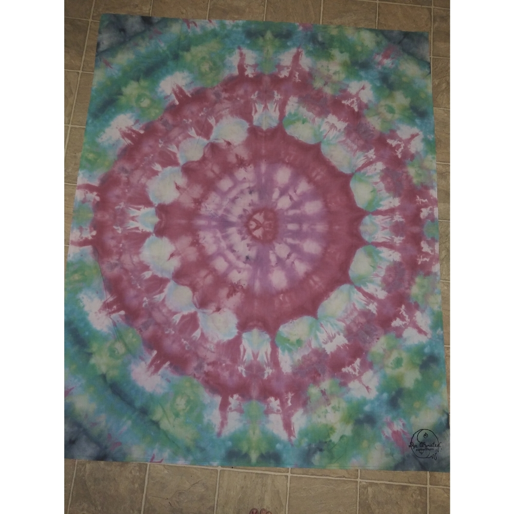 Blue/green/red tie dye tapestry